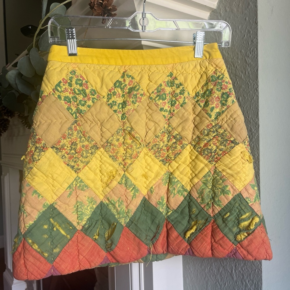 Anthropologie Carleen Quilted One Of A Kind A-line Mini Skirt size XS